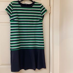 Michael Kors Green, Navy, White Dress, Size 10